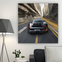 Lade das Bild in den Galerie-Viewer, Spannrahmenbild Sportwagen in voller Fahrt Modern Art Quadrat
