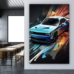 Poster Sportwagen mit abstrakten Hintergrund Hochformat