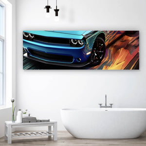 Acrylglasbild Sportwagen mit abstrakten Hintergrund Panorama
