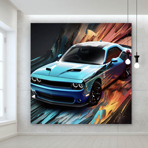 Poster Sportwagen mit abstrakten Hintergrund Quadrat
