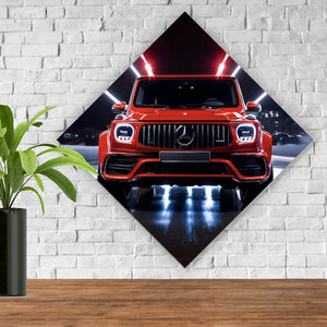Poster Sportwagen mit futuristischen Lichteffekten bei Nacht Raute