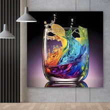 Lade das Bild in den Galerie-Viewer, Acrylglasbild Spritziger bunter Cocktail im Glas Quadrat
