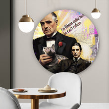 Lade das Bild in den Galerie-Viewer, Aluminiumbild Stilvolle Collage der Pate Pop Art Kreis
