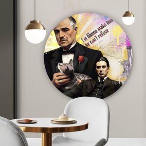 Aluminiumbild Stilvolle Collage der Pate Pop Art Kreis