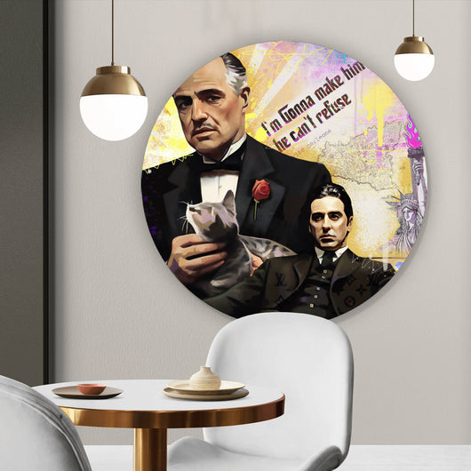 Aluminiumbild Stilvolle Collage der Pate Pop Art Kreis