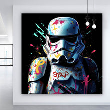Lade das Bild in den Galerie-Viewer, Aluminiumbild gebürstet Stormtrooper Graffiti Quadrat
