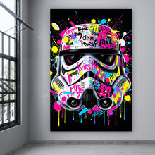 Lade das Bild in den Galerie-Viewer, Leinwandbild Stormtrooper Helm Graffiti Hochformat
