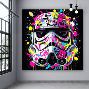 Spannrahmenbild Stormtrooper Helm Graffiti Quadrat