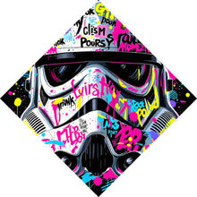 Lade das Bild in den Galerie-Viewer, Spannrahmenbild Stormtrooper Helm Graffiti Raute
