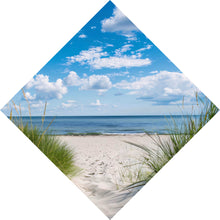 Lade das Bild in den Galerie-Viewer, Aluminiumbild gebürstet Strand mit beruhigendem Meerblick Raute
