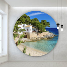 Lade das Bild in den Galerie-Viewer, Aluminiumbild gebürstet Strandhaus am Meer Mallorca Kreis
