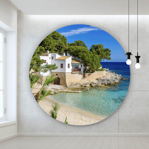 Aluminiumbild gebürstet Strandhaus am Meer Mallorca Kreis