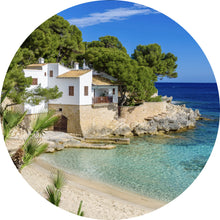 Lade das Bild in den Galerie-Viewer, Aluminiumbild gebürstet Strandhaus am Meer Mallorca Kreis
