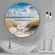 Lade das Bild in den Galerie-Viewer, Aluminiumbild gebürstet Strandlandschaft mit sanften Dünen Kreis
