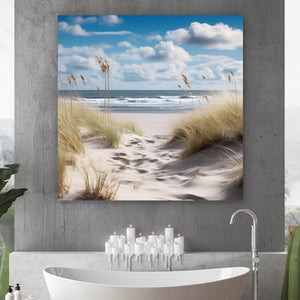 Leinwandbild Strandlandschaft mit sanften Dünen Quadrat