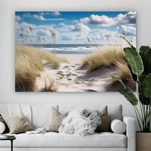 Lade das Bild in den Galerie-Viewer, Aluminiumbild gebürstet Strandlandschaft mit sanften Dünen Querformat
