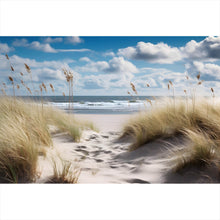 Lade das Bild in den Galerie-Viewer, Aluminiumbild gebürstet Strandlandschaft mit sanften Dünen Querformat
