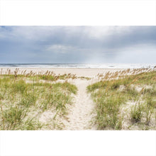 Lade das Bild in den Galerie-Viewer, Leinwandbild Strandweg zwischen Dünen unter wolkigem Himmel Querformat
