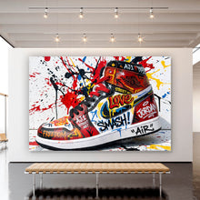 Lade das Bild in den Galerie-Viewer, Acrylglasbild Street Art Sneaker mit auffälligem Graffiti Querformat
