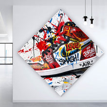 Lade das Bild in den Galerie-Viewer, Acrylglasbild Street Art Sneaker mit auffälligem Graffiti Raute
