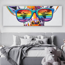 Lade das Bild in den Galerie-Viewer, Acrylglasbild Stylische Giraffe mit moderner Sonnenbrille Panorama
