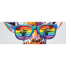 Lade das Bild in den Galerie-Viewer, Acrylglasbild Stylische Giraffe mit moderner Sonnenbrille Panorama
