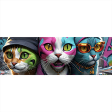 Lade das Bild in den Galerie-Viewer, Leinwandbild Stylische Katzen Digital Art Panorama

