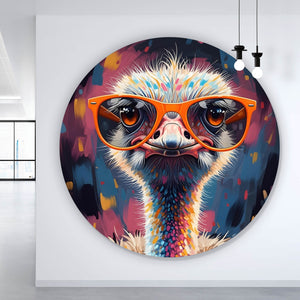 Aluminiumbild Stylischer Strauß mit Sonnenbrille Kreis