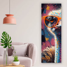 Lade das Bild in den Galerie-Viewer, Leinwandbild Stylischer Strauß mit Sonnenbrille Panorama Hoch
