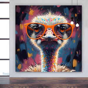 Spannrahmenbild Stylischer Strauß mit Sonnenbrille Quadrat