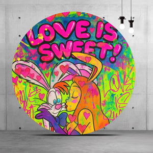 Aluminiumbild Süßes Pop Art Liebespaar Kreis