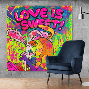 Aluminiumbild Süßes Pop Art Liebespaar Quadrat