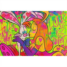 Lade das Bild in den Galerie-Viewer, Spannrahmenbild Süßes Pop Art Liebespaar Querformat
