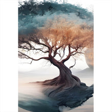 Lade das Bild in den Galerie-Viewer, Aluminiumbild Surrealer Baum im Nebel Hochformat
