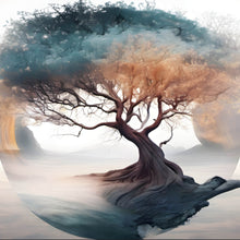 Lade das Bild in den Galerie-Viewer, Spannrahmenbild Surrealer Baum im Nebel Quadrat
