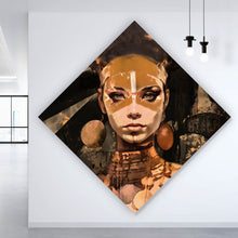 Lade das Bild in den Galerie-Viewer, Aluminiumbild Surreales abstraktes Frauen Portrait Raute
