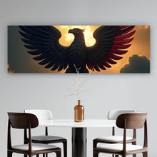 Lade das Bild in den Galerie-Viewer, Leinwandbild Symbolischer Adler in der Abenddämmerung Panorama
