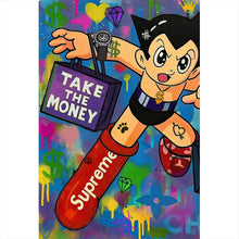 Lade das Bild in den Galerie-Viewer, Spannrahmenbild Take the Money and Run Hochformat
