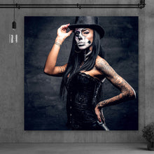 Lade das Bild in den Galerie-Viewer, Acrylglasbild Tattoo La Catrina No.1 Quadrat
