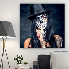 Lade das Bild in den Galerie-Viewer, Leinwandbild Tattoo La Catrina Quadrat
