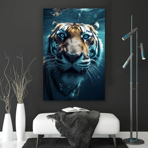 Poster Tauchender Tiger Digital Art Hochformat