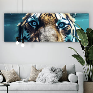 Acrylglasbild Tauchender Tiger Digital Art Panorama