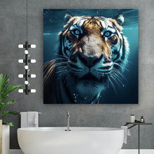 Lade das Bild in den Galerie-Viewer, Acrylglasbild Tauchender Tiger Digital Art Quadrat
