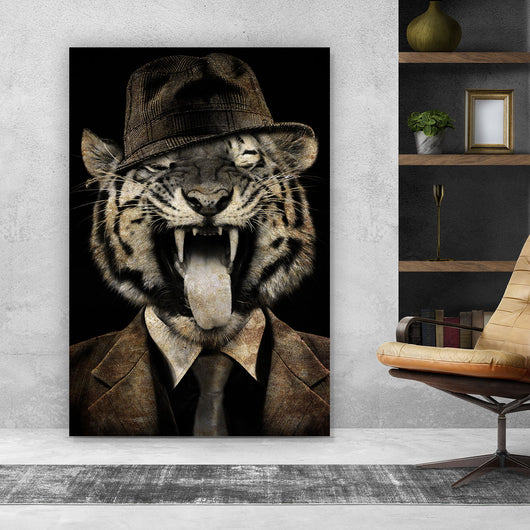 Poster Tiger im Anzug Hochformat