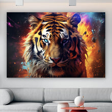 Lade das Bild in den Galerie-Viewer, Poster Tiger Portrait mit dynamischen Hintergrund Querformat

