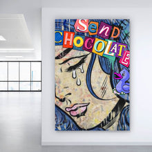Lade das Bild in den Galerie-Viewer, Aluminiumbild gebürstet Tränen Frau Send Chocolate Hochformat
