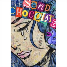 Lade das Bild in den Galerie-Viewer, Aluminiumbild gebürstet Tränen Frau Send Chocolate Hochformat
