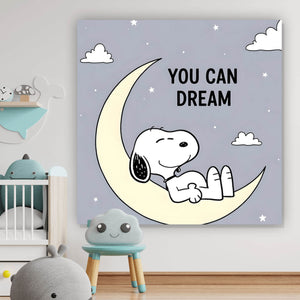 Spannrahmenbild Traumhafter niedlicher Hund mit inspirierendem Spruch Quadrat