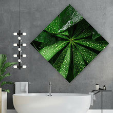 Lade das Bild in den Galerie-Viewer, Acrylglasbild Tropische Blätter mit Wassertropfen Raute
