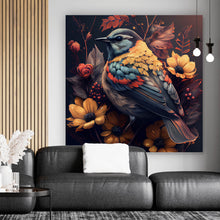 Lade das Bild in den Galerie-Viewer, Spannrahmenbild Tropischer Vogel mit Blumen Modern Art No. 2 Quadrat
